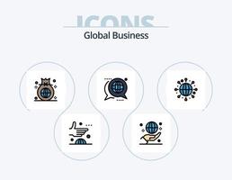 Global Business Line Filled Icon Pack 5 Icon Design. global. agreement. discussion. navigation. map vector