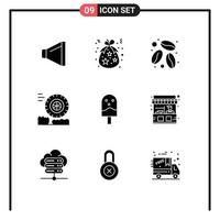 Pictogram Set of 9 Simple Solid Glyphs of kitchen done caffeine and motion Editable Vector Design Elements