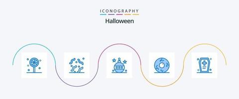 paquete de iconos de halloween azul 5 que incluye ataúd. horror. Pascua de Resurrección. Víspera de Todos los Santos. ojo vector