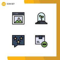 Universal Icon Symbols Group of 4 Modern Filledline Flat Colors of communication chat picture leaf rate Editable Vector Design Elements