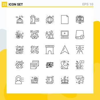 Modern Set of 25 Lines and symbols such as tool page roll file travel Editable Vector Design Elements