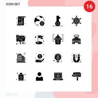 Universal Icon Symbols Group of 16 Modern Solid Glyphs of games friends network cooperation password Editable Vector Design Elements