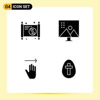 4 Thematic Vector Solid Glyphs and Editable Symbols of chinese hand year modify photographs gestures Editable Vector Design Elements