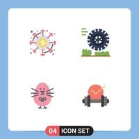 Group of 4 Modern Flat Icons Set for distribution easter money motion happy Editable Vector Design Elements