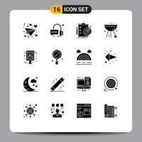 16 iconos creativos signos y símbolos modernos de gran venta parrilla análisis comida barbacoa elementos de diseño vectorial editables vector