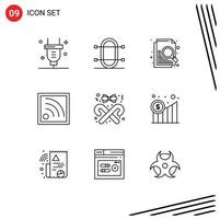 9 Outline concept for Websites Mobile and Apps candy ribbon sport wifi connection Editable Vector Design Elements