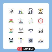 Mobile Interface Flat Color Set of 16 Pictograms of win trophy forward smartphone machine Editable Pack of Creative Vector Design Elements