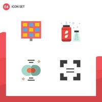 Modern Set of 4 Flat Icons and symbols such as panel chemistry bottle biochemistry full screen Editable Vector Design Elements