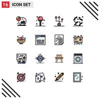 Universal Icon Symbols Group of 16 Modern Flat Color Filled Lines of worm rotten meal halloween hardware Editable Creative Vector Design Elements