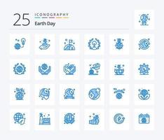 día de la tierra 25 paquete de iconos de color azul que incluye la tierra. verde. jardinería. día. bandera vector