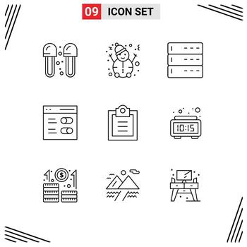 9 Outline concept for Websites Mobile and Apps tasks user admin settings communication Editable Vector Design Elements