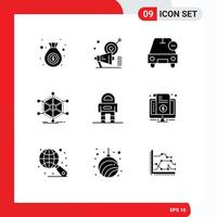 Stock Vector Icon Pack of 9 Line Signs and Symbols for resources info car help vehicles Editable Vector Design Elements