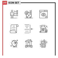 9 Creative Icons Modern Signs and Symbols of right script coding log programing Editable Vector Design Elements