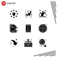 9 User Interface Solid Glyph Pack of modern Signs and Symbols of document sharing mountains files landscape Editable Vector Design Elements