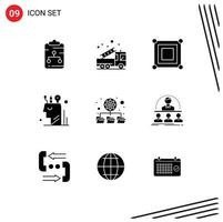 Set of 9 Commercial Solid Glyphs pack for user digital help art corner Editable Vector Design Elements