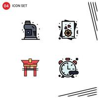 Set of 4 Modern UI Icons Symbols Signs for cleaner china plumbing valentine timer Editable Vector Design Elements