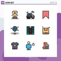 Universal Icon Symbols Group of 9 Modern Filledline Flat Colors of office building instagram share connection Editable Vector Design Elements