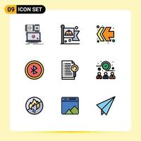 Universal Icon Symbols Group of 9 Modern Filledline Flat Colors of search document labour user interface bluetooth Editable Vector Design Elements