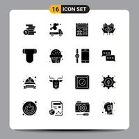 Pictogram Set of 16 Simple Solid Glyphs of occult medium pollution destiny bank Editable Vector Design Elements