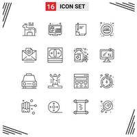 Set of 16 Modern UI Icons Symbols Signs for monday cyber contract signing paper Editable Vector Design Elements