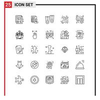 Group of 25 Lines Signs and Symbols for distance investment man growth flippers Editable Vector Design Elements