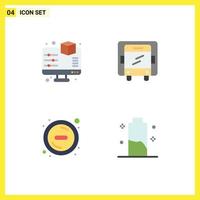 4 Universal Flat Icons Set for Web and Mobile Applications display remove printing truck charge Editable Vector Design Elements