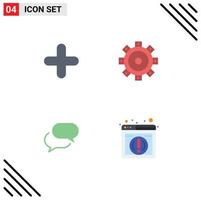 conjunto de 4 paquetes de iconos planos comerciales para agregar información de configuración de señales sms elementos de diseño vectorial editables vector