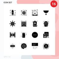 16 Universal Solid Glyphs Set for Web and Mobile Applications helm heart return necklace configuration Editable Vector Design Elements