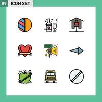 Set of 9 Modern UI Icons Symbols Signs for megaphone romantic devices love smart home Editable Vector Design Elements