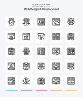 diseño y desarrollo web creativo 25 paquete de iconos de esquema como ventana. web web. . diseño vector