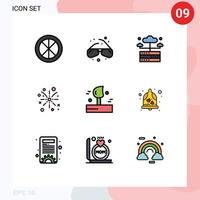 9 Creative Icons Modern Signs and Symbols of blowing easter geek fire server Editable Vector Design Elements