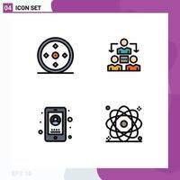 4 Universal Filledline Flat Colors Set for Web and Mobile Applications focus mobile target office user Editable Vector Design Elements