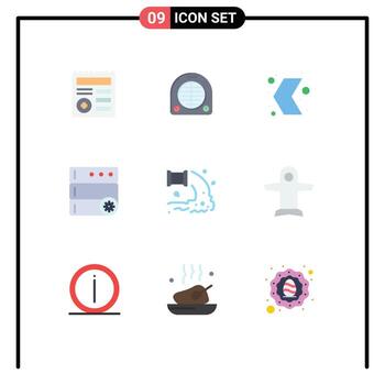 9 Thematic Vector Flat Colors and Editable Symbols of industry server arrow options pointer Editable Vector Design Elements