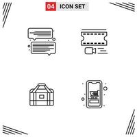Set of 4 Vector Filledline Flat Colors on Grid for chat gym animation filmstrip cart Editable Vector Design Elements