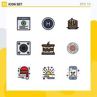 Set of 9 Modern UI Icons Symbols Signs for food bread wedding cake bakery hard disk Editable Vector Design Elements