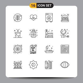 16 Outline concept for Websites Mobile and Apps data analytics sweets automation strawberry machine Editable Vector Design Elements