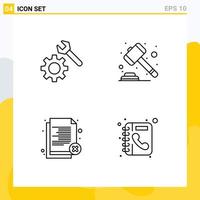 User Interface Pack of 4 Basic Filledline Flat Colors of setting office auction law reject Editable Vector Design Elements