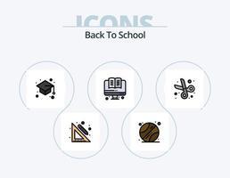 Back To School Line Filled Icon Pack 5 Icon Design. education. atom. bookmark. work. drawing tools vector