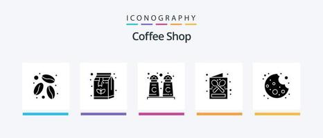 Coffee Shop Glyph 5 Icon Pack Including food. bite. cinnamon coffee. shop. drink. Creative Icons Design vector