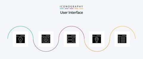 User Interface Glyph 5 Icon Pack Including map. communication. user. user. right vector