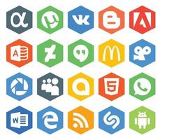 20 Social Media Icon Pack Including rss word mcdonalds whatsapp google allo vector