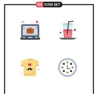 Stock Vector Icon Pack of 4 Line Signs and Symbols for brief father office case food shirt Editable Vector Design Elements