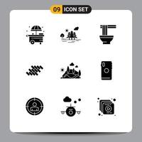 9 Creative Icons Modern Signs and Symbols of hill block chinese tile bricks Editable Vector Design Elements