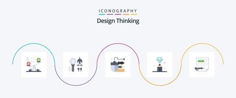 Design Thinking Flat 5 Icon Pack que incluye joya. gemas geometría. escala. lápiz vector