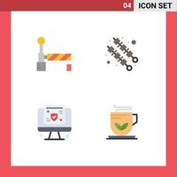 4 Creative Icons Modern Signs and Symbols of flag insurance bbq computer green Editable Vector Design Elements