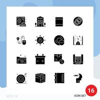 Modern Set of 16 Solid Glyphs and symbols such as mouse vinyl shops music oven Editable Vector Design Elements