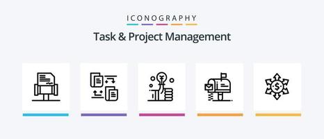 Task And Project Management Line 5 Icon Pack Including . document. communication. transfer. medal. Creative Icons Design vector