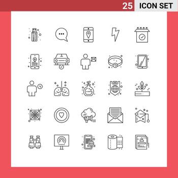 Modern Set of 25 Lines and symbols such as hobby audio cell setup product Editable Vector Design Elements