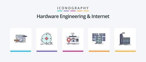 Hardware Engineering And Internet Line Filled 5 Icon Pack Including internet. connectivity. manufacturing. urban. sensor. Creative Icons Design vector