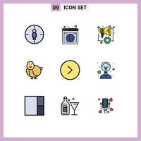 Set of 9 Modern UI Icons Symbols Signs for right arrow digital happy easter Editable Vector Design Elements